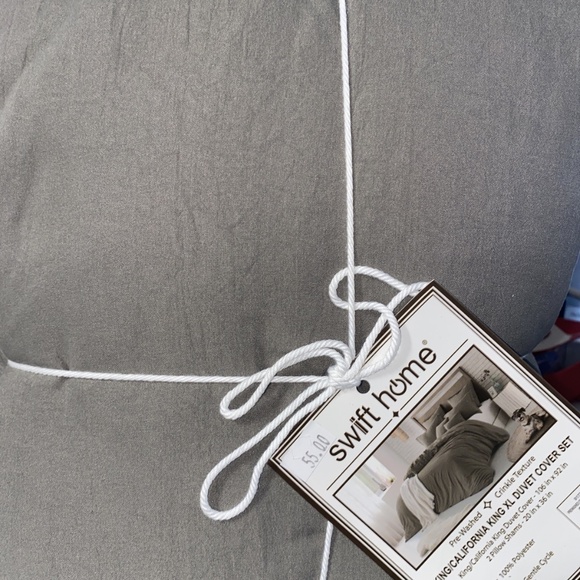 Swift Home Microfiber Washed Crinkle Duvet Cover Set, Brown - Picture 2 of 6